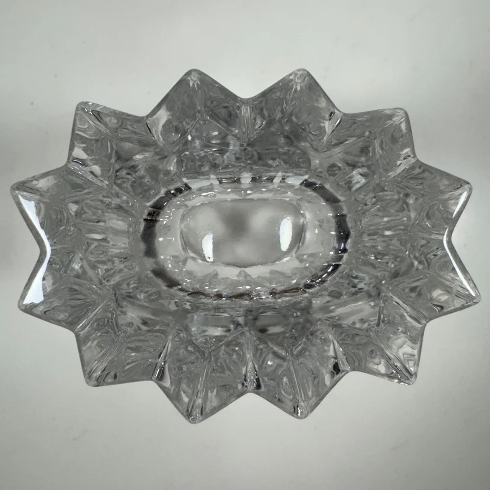 Gorham Lotus Oval Lead Crystal Vase‎ Tulip Rim Clear Heavy Blown Glass Floral 6